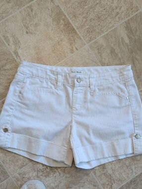 White House Black Market White Cuffed Denim Shorts